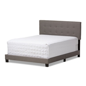 Baxton Studio Brookfield Modern and Contemporary Grey Fabric Upholstered Grid-tufting King Size Bed